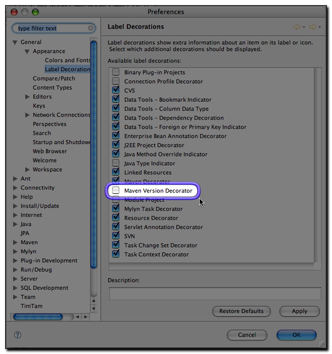 Enabling the Maven Version Decorator
