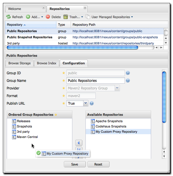 Adding a Repository to a Repository Group