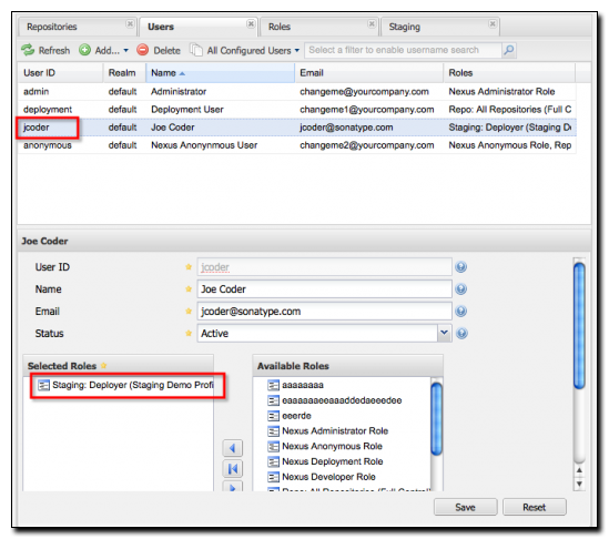 Assigning Staging Roles